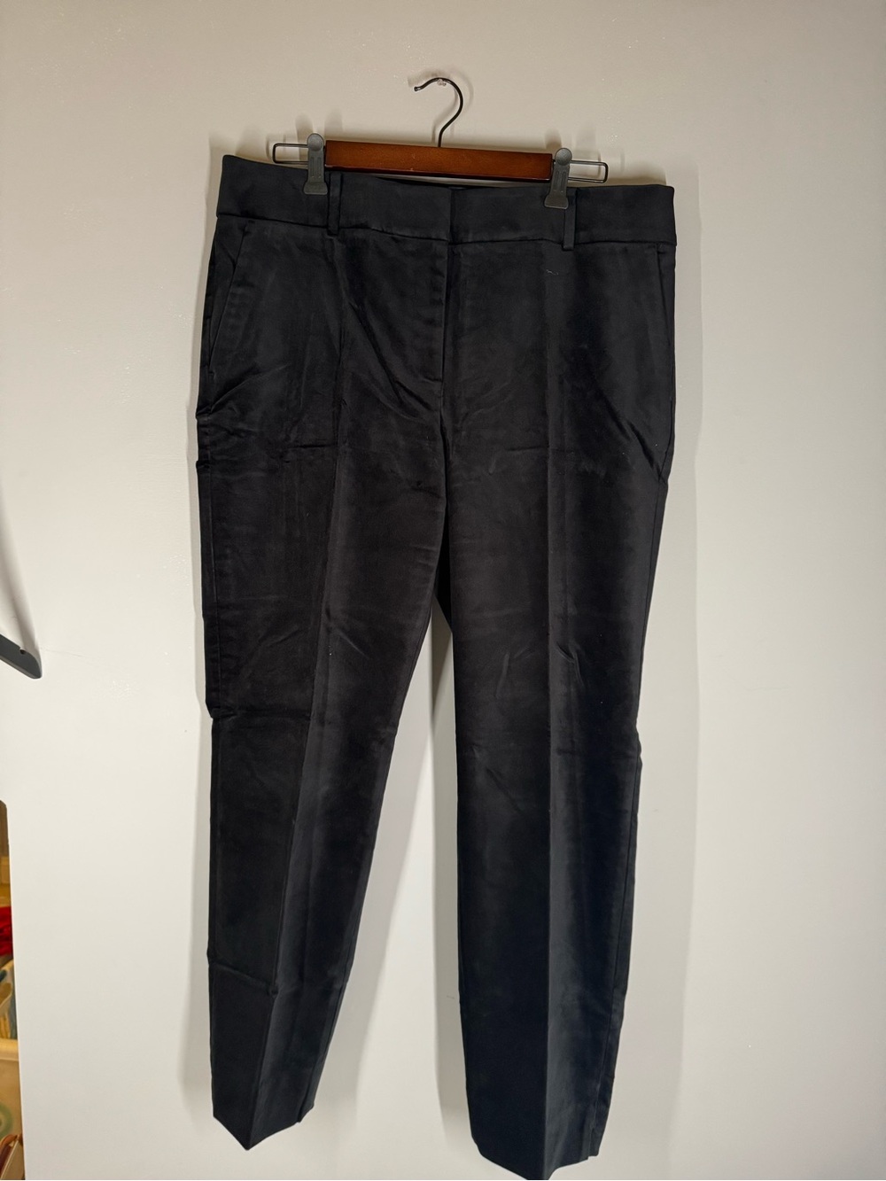 Classic Talbots Hampsire Ankle Women's Velour Black Straight-Leg Pants Size 14